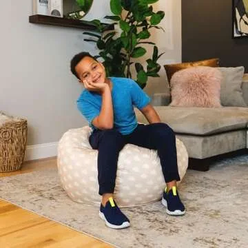 Big Joe Classic Bean Bag Chair, Mini Clouds Oat Smartmax, Durable Polyester Nylon Blend, 2 feet Round