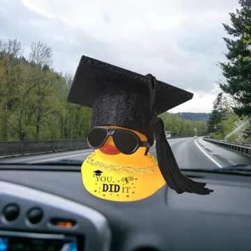 Car Dashboard Decor Graduation Hat Rubber Duck Gift