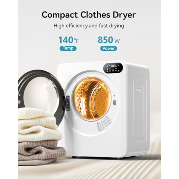 Euhomy Portable Dryer, 1.5 Cu.Ft Clothes Dryer with Stainless Steel Drum, Compact Drying Machine wit...