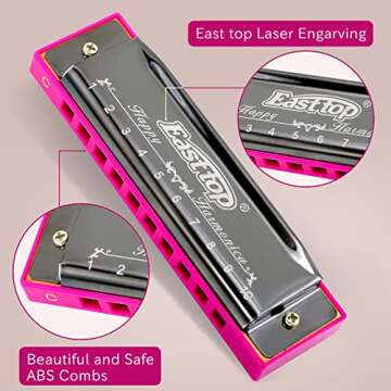 East top Blues Harmonica, Diatonic 10 Holes C Key Happy Harmonica Mouth Organ for Beginner,Kids,Chil...