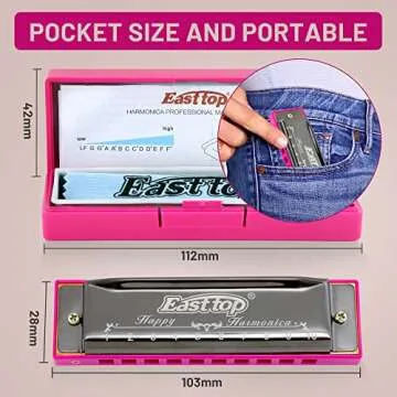 East top Blues Harmonica, Diatonic 10 Holes C Key Happy Harmonica Mouth Organ for Beginner,Kids,Children,Students,Gift,with Carrying Plastic Case,Clean Cloth and Manual