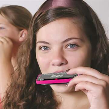 East top Blues Harmonica, Diatonic 10 Holes C Key Happy Harmonica Mouth Organ for Beginner,Kids,Children,Students,Gift,with Carrying Plastic Case,Clean Cloth and Manual