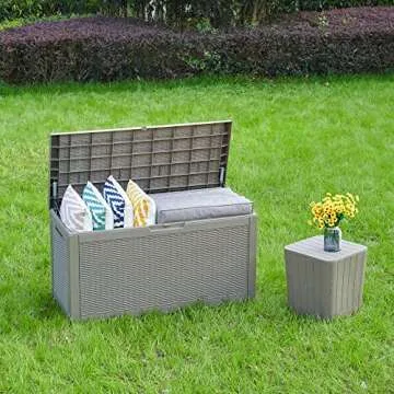 YITAHOME 100 Gallon Large Deck Box, Outdoor Resin Storage Boxes for Patio Furniture, Outdoor Cushions, Garden Tools, Water Resistant and Lockable