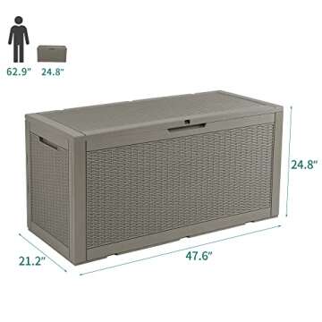 YITAHOME 100 Gallon Large Deck Box, Outdoor Resin Storage Boxes for Patio Furniture, Outdoor Cushions, Garden Tools, Water Resistant and Lockable