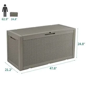 YITAHOME 100 Gallon Large Deck Box, Outdoor Resin Storage Boxes for Patio Furniture, Outdoor Cushions, Garden Tools, Water Resistant and Lockable