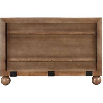 Meridian Furniture KentWalnut-Q Kent Collection Art Deco Queen Bed with Solid Ash Wood, Rich Walnut Brown Finish, Ball Legs, 61.5" W x 83" D x 36.25" H, Walnut, Queen