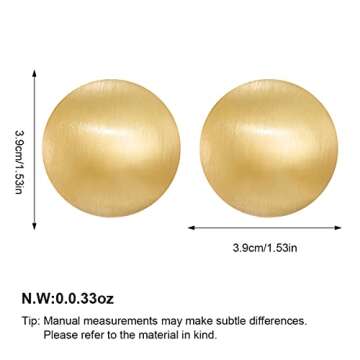 HESSAWELL Matte Gold Dangle Earrings Half-ball Gold Plated Studs Gold Brushed Gold Button Earrings f...