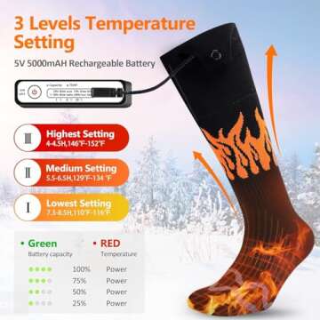 Heated Socks, Rechargeable Heated Socks Women Kids, Battery Powered Socks Electric Socks Foot Warmer...