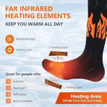 Heated Socks, Rechargeable Heated Socks Women Kids, Battery Powered Socks Electric Socks Foot Warmer with APP Control for Winter Hunting Skiing Hiking (L)