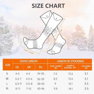 Heated Socks, Rechargeable Heated Socks Women Kids, Battery Powered Socks Electric Socks Foot Warmer with APP Control for Winter Hunting Skiing Hiking (L)