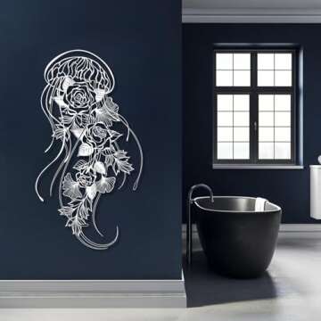 Metal Wall Decor, Metal Jellyfish Wall Decor, Jellyfish Wall Decor, Floral Wall Art, Leaf Wall Decor...