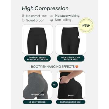 PAVOI ACTIVE High Waisted Leggings with Pockets | Compressive and Stylish Workout Pants | HIPERFORM ...