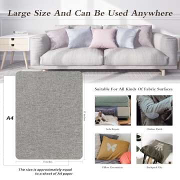 KING MOUNTAIN Fine Linen Repair Patches, Self-Adhesive Linen Fabric Patches, 8X11 inch 2 PCS, Multi Color, Can be Used for Linen Sofa Repair and Linen Clothes Repair(Medium Grey,8" x 11"-2PCS)