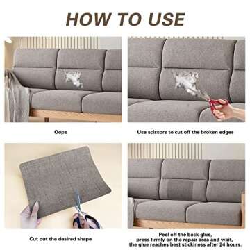 KING MOUNTAIN Fine Linen Repair Patches, Self-Adhesive Linen Fabric Patches, 8X11 inch 2 PCS, Multi Color, Can be Used for Linen Sofa Repair and Linen Clothes Repair(Medium Grey,8" x 11"-2PCS)