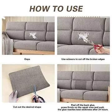 KING MOUNTAIN Fine Linen Repair Patches, Self-Adhesive Linen Fabric Patches, 8X11 inch 2 PCS, Multi Color, Can be Used for Linen Sofa Repair and Linen Clothes Repair(Medium Grey,8" x 11"-2PCS)