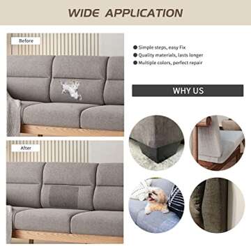 KING MOUNTAIN Fine Linen Repair Patches, Self-Adhesive Linen Fabric Patches, 8X11 inch 2 PCS, Multi Color, Can be Used for Linen Sofa Repair and Linen Clothes Repair(Medium Grey,8" x 11"-2PCS)