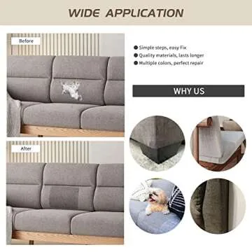 KING MOUNTAIN Fine Linen Repair Patches, Self-Adhesive Linen Fabric Patches, 8X11 inch 2 PCS, Multi Color, Can be Used for Linen Sofa Repair and Linen Clothes Repair(Medium Grey,8" x 11"-2PCS)