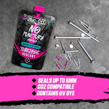 Muc Off No Puncture Hassle Tubeless Sealant - Advanced Bicycle Tyre Sealant with UV Tracer Dye That Seals Tears and Holes Up to 6mm