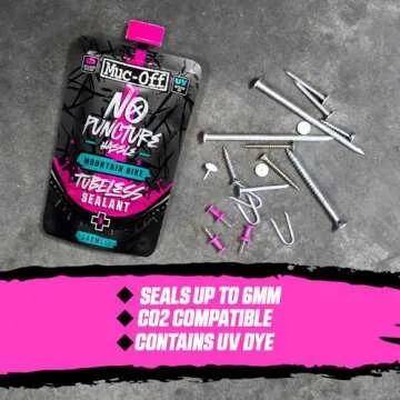 Muc Off No Puncture Hassle Tubeless Sealant - Advanced Bicycle Tyre Sealant with UV Tracer Dye That Seals Tears and Holes Up to 6mm