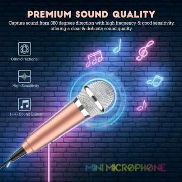 Wootrip Mini Microphone, Karaoke Tiny Microphone for Voice Recording Interview, Portable Small Singi...