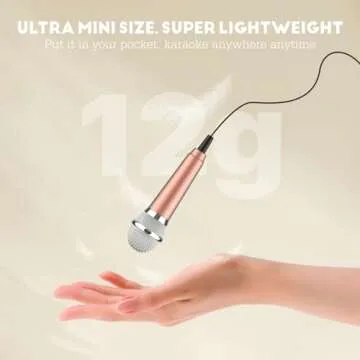 Wootrip Mini Microphone, Karaoke Tiny Microphone for Voice Recording Interview, Portable Small Singing Mic 3.5mm Plug with Stand Suitable for Android Phone,iPhone,iPad, Laptop (Rose Gold)