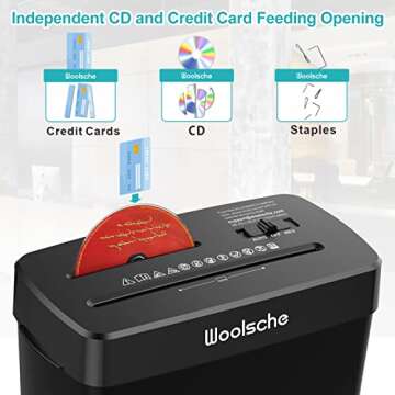 Woolsche Paper Shredder - 10-Sheet Cross Cut for Home Office