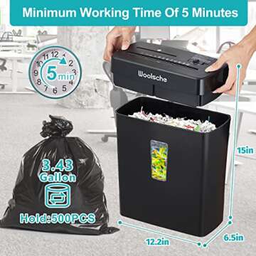 Woolsche Paper Shredder - 10-Sheet Cross Cut for Home Office