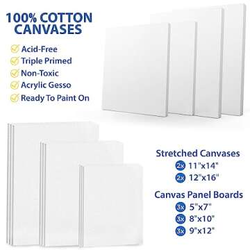 KEFF Super Deluxe All-Inclusive Art Supplies for Adults and Kids - 140 Pcs Professional Painting Kit with Canvas, Acrylic, Watercolor & Oil Paints, Aluminum Field & Wooden Easel & More