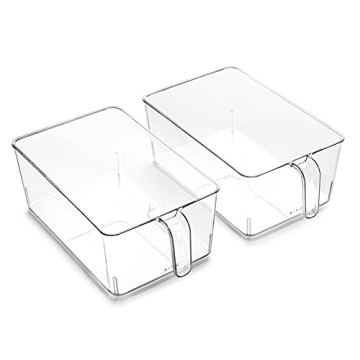 BINO Clear Plastic Storage Bins 2-Pack - Organize Pantry & Kitchen with Ease