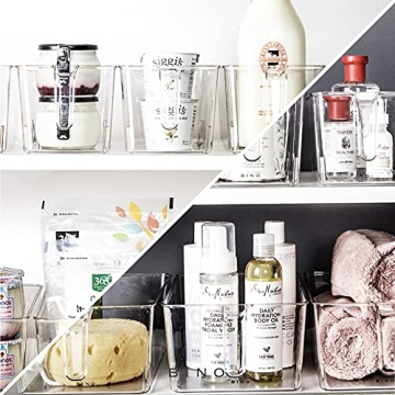 BINO Clear Plastic Storage Bins 2-Pack Organize Pantry Kitchen