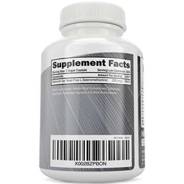 Selenium 200mcg - 365 Vegan Capsules not Tablets - Pure & Yeast Free L-Selenomethionine for Improved...