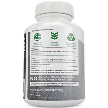 Selenium 200mcg - 365 Vegan Capsules not Tablets - Pure & Yeast Free L-Selenomethionine for Improved Absorption - Thyroid, Heart, and Immune System Support - Antioxidant Trace Mineral - Made in USA