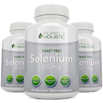 Selenium 200mcg - 365 Vegan Capsules not Tablets - Pure & Yeast Free L-Selenomethionine for Improved Absorption - Thyroid, Heart, and Immune System Support - Antioxidant Trace Mineral - Made in USA