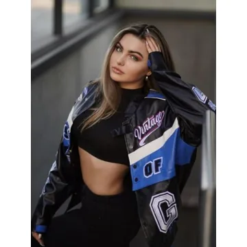 Aelfric Eden Color Block Leather Bomber Jacket Unisex Stylish Outfit