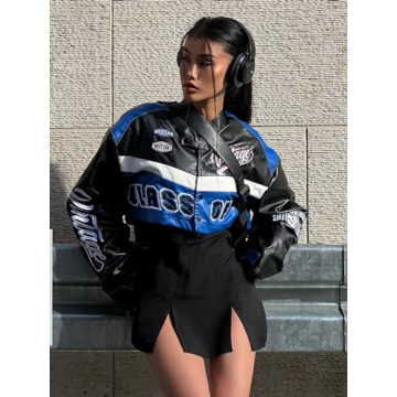 Aelfric Eden Color Block Leather Bomber Jacket Unisex Stylish Outfit