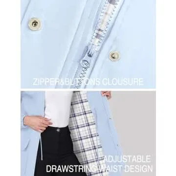 Womens Rain Jackets With Hood Lightweight Long Rain Coats For Women Waterproof Hiking Windbreaker Light Blue XXL