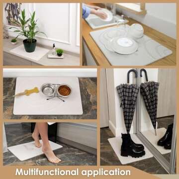 Stone Bath Mats for Bathroom - White Bathroom Accessories - Luxury Dish Drying Mat for Kitchen & Bathroom Floors, Moisture Absorbing Diatomaceous Earth Bath & Shower Mat