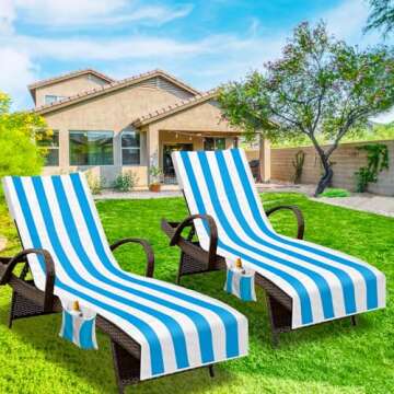 NISDOING Lounge Chair Towel Cover, Beach Chair Cover (Pack of 2), Pool Lounge Chair Covers for Outdo...
