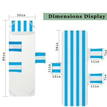 NISDOING Lounge Chair Towel Cover, Beach Chair Cover (Pack of 2), Pool Lounge Chair Covers for Outdoor,Garden, Beach,Sun Lounger,Hotel Pool, 85" X 30"Large Size and No Sliding, Light Blue Stripe
