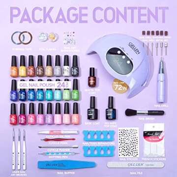Gellen 24 Colors Gel Nail Polish Kit With UV/LED Light&Nail Drill, 72W Nail Dryer, Nail Art Tools With Top Base Coat, All-In-One Manicure Kit, Glitter Starter Set, Gift For Her, Desert Sunset