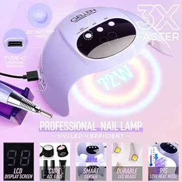 Gellen 24 Colors Gel Nail Polish Kit With UV/LED Light&Nail Drill, 72W Nail Dryer, Nail Art Tools With Top Base Coat, All-In-One Manicure Kit, Glitter Starter Set, Gift For Her, Desert Sunset