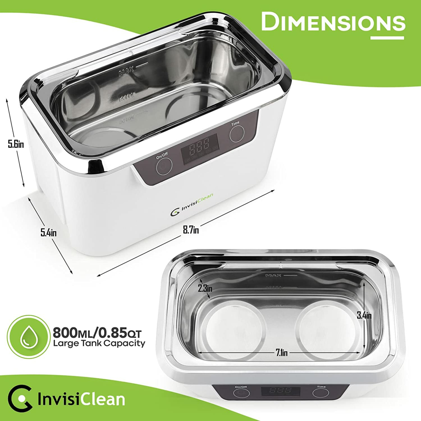 InvisiClean Ultrasonic Jewelry Cleaner with Stainless Steel