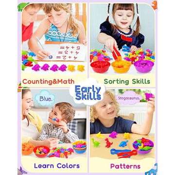 Yetonamr Counting Dinosaurs Montessori Toys for Kids Ages 2-8