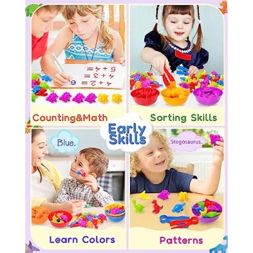 Yetonamr Counting Dinosaurs Montessori Toys for Kids Ages 2-8