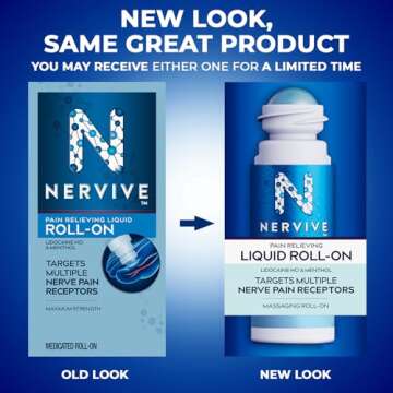 Nervive Pain Relieving Roll On Liquid, Max Strength No-Mess Topical Pain Reliever with Lidocaine and...