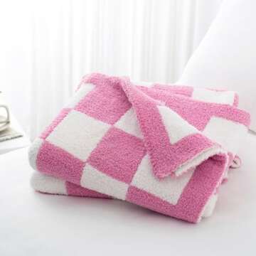Carriediosa Checkered Throw Blanket 60" X 80" Twin, 400GSM Ultra Soft Microfiber Fuzzy Fluffy Revers...