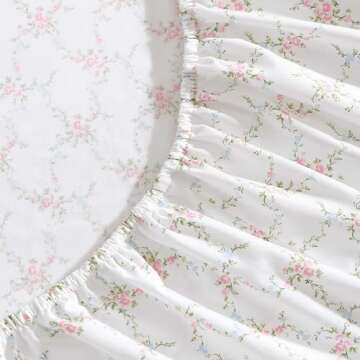 Laura Ashley - Sheet Set, Breathable Percale Cotton Bedding, 200 Thread Count, Deep Pocket, Chic Home Decor (Lynda Pink, King)