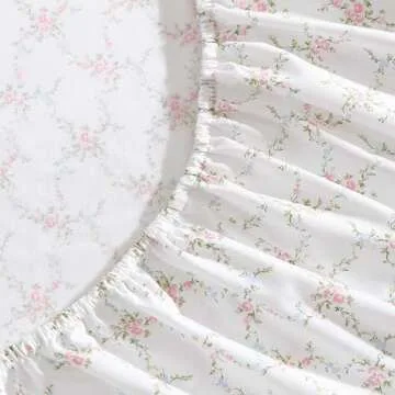 Laura Ashley - Sheet Set, Breathable Percale Cotton Bedding, 200 Thread Count, Deep Pocket, Chic Home Decor (Lynda Pink, King)