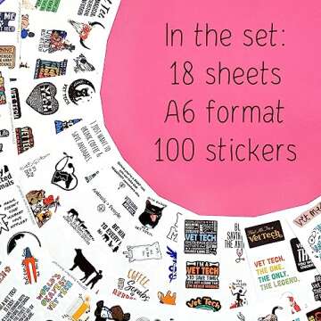 BulbaCraft 100Pcs Funny Vet Tech Stickers, Veterinary Technician Decals - Vet Tech Gifts Bulk, Gifts...