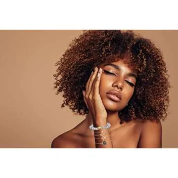 VONRU Beaded Bracelets for Women - Adjustable Charm Pendent Stack Bracelets For Women Friendship Gift Rose Quartz Bracelet Links with Pearl Gold Plated 5pcs/Set